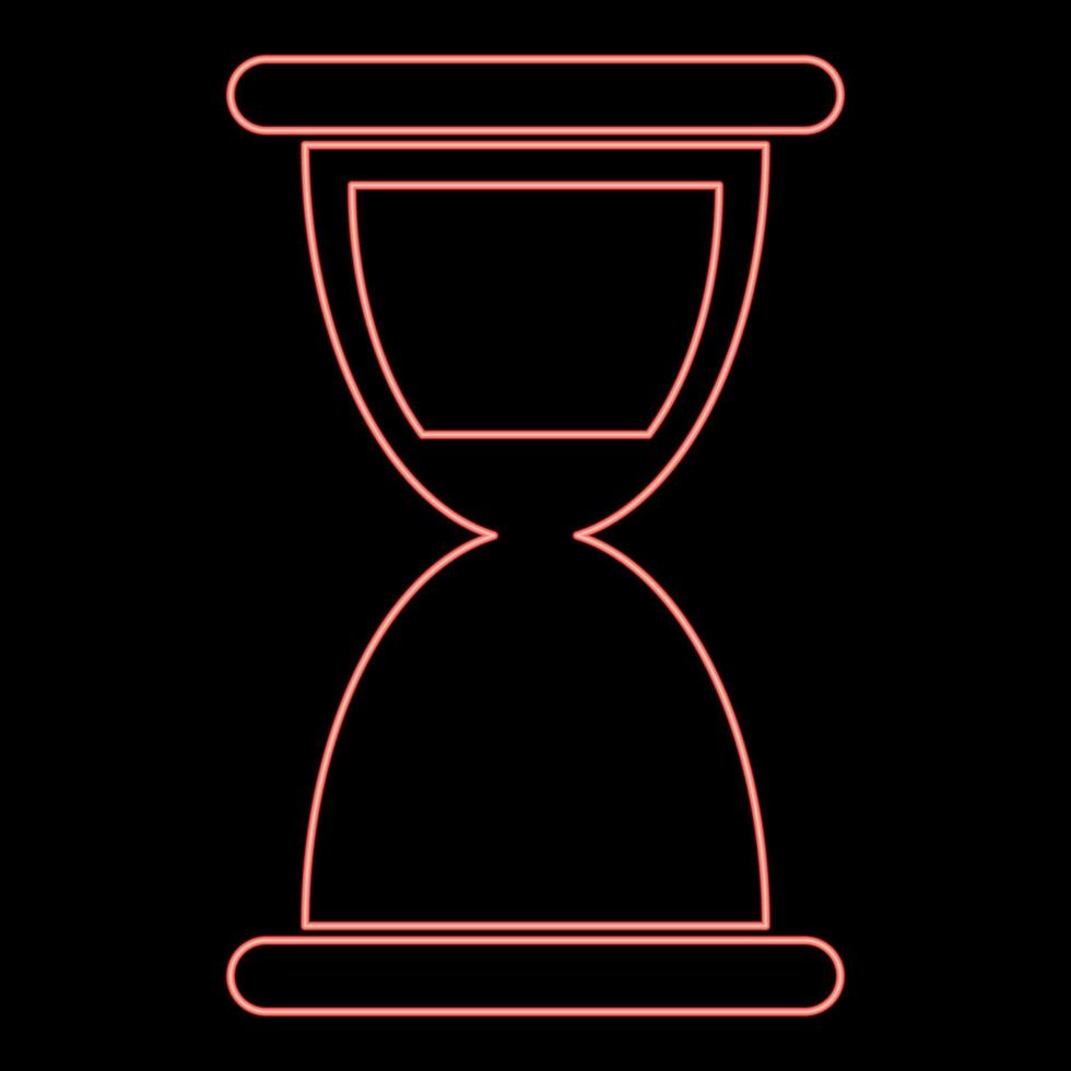 imagen de estilo plano de ilustración de vector de color rojo de reloj de arena de neón