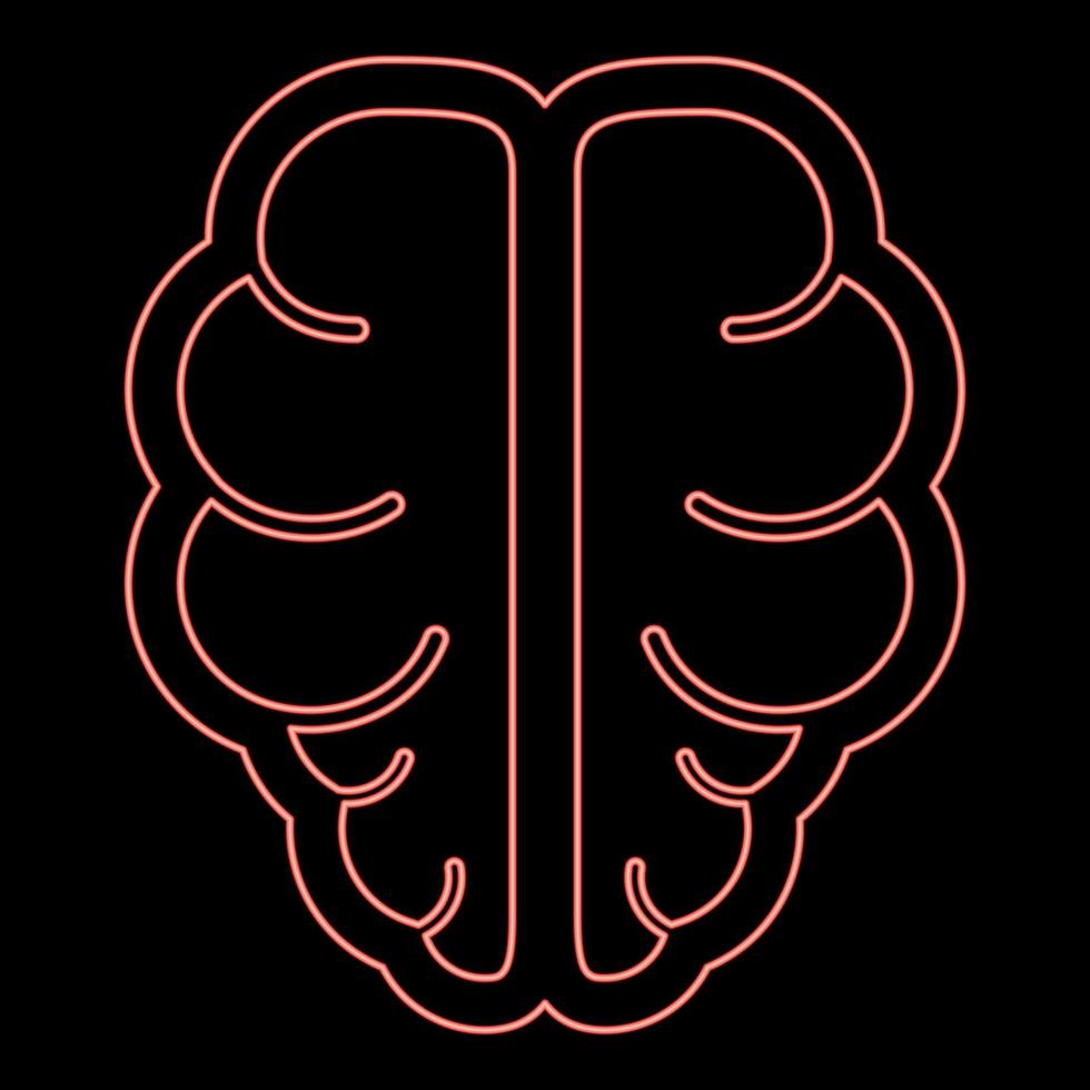 imagen de estilo plano de ilustración de vector de color rojo de cerebro de neón