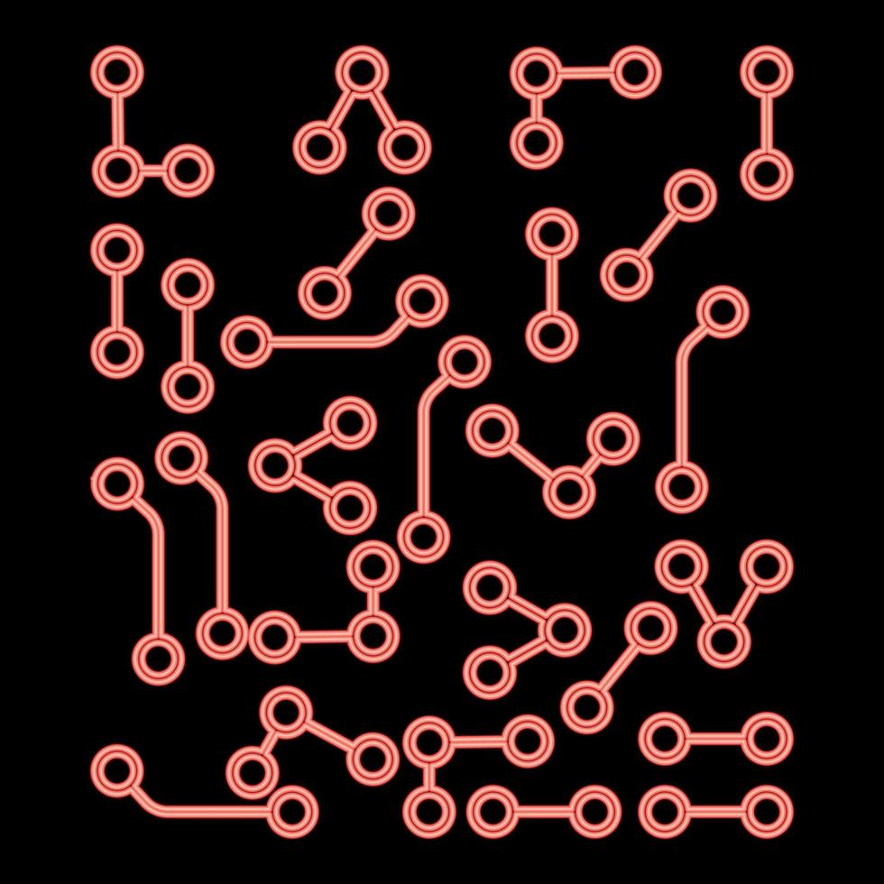 imagen de estilo plano de ilustración de vector de color rojo de chip de neón