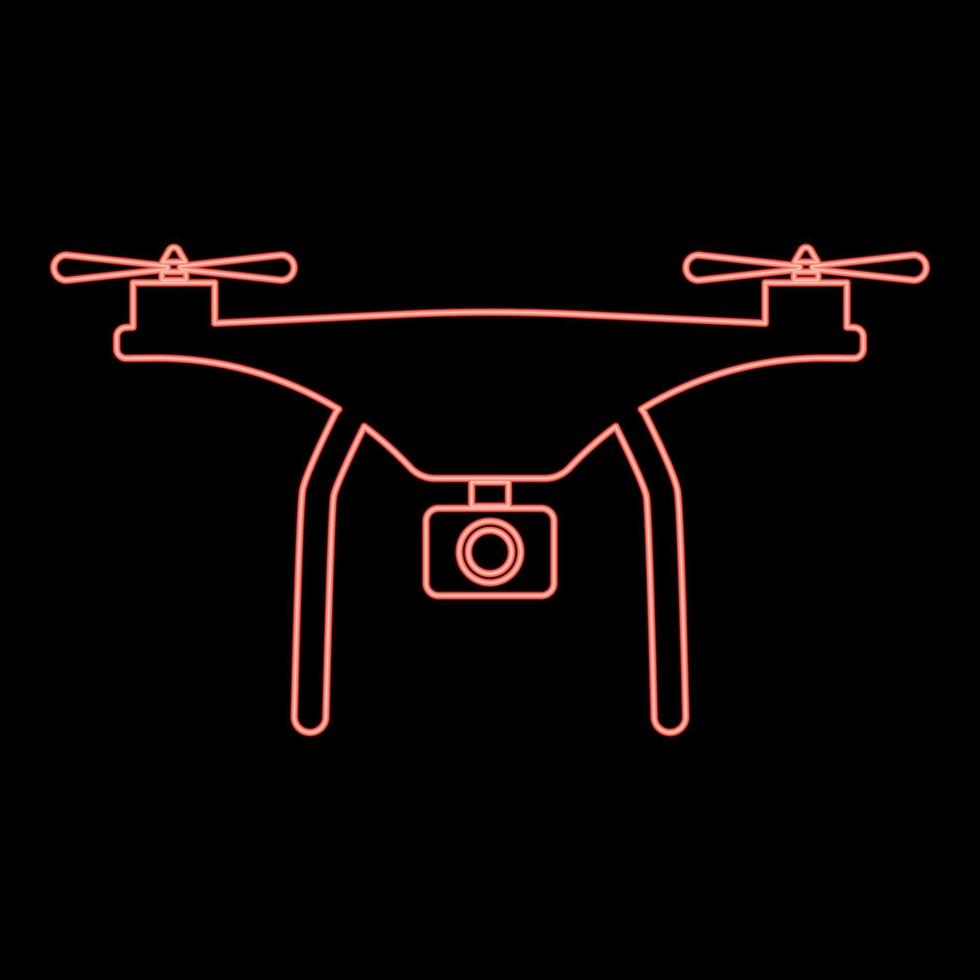 Neon drone red color vector illustration flat style image