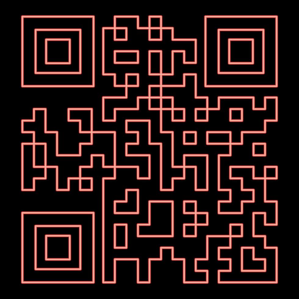 Neon qr code red color vector illustration flat style image