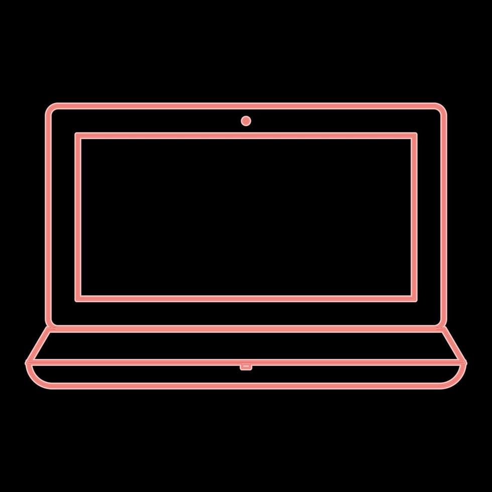 Neon laptop the red color vector illustration flat style image