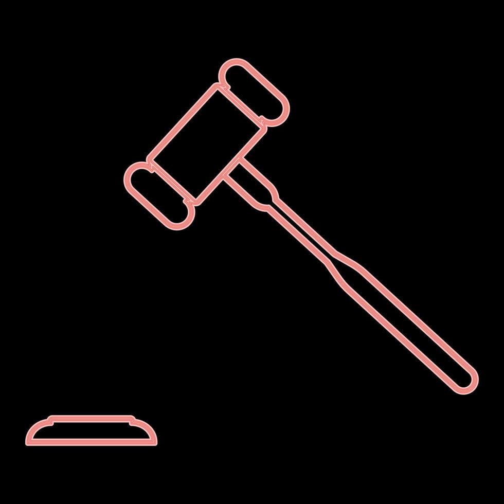 Neon the judicial hammer the red color vector illustration flat style image