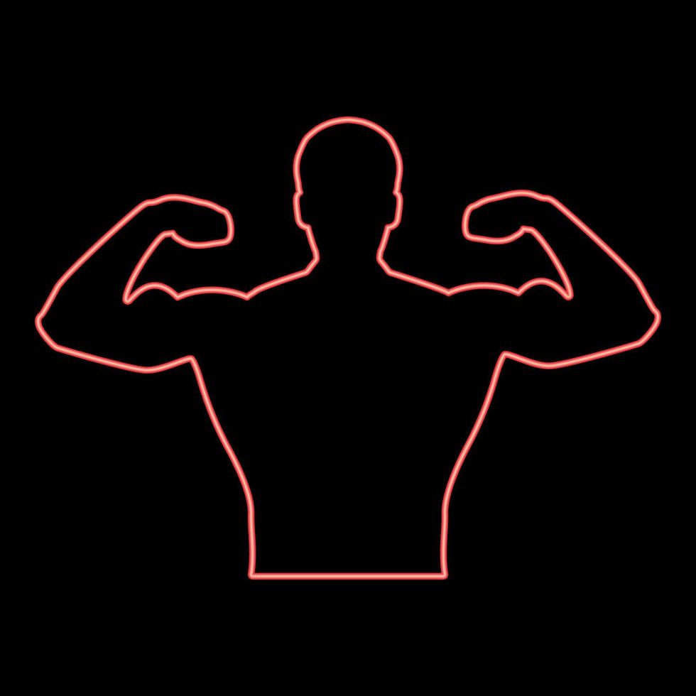 Neon bodyblder it is red color vector illustration flat style image