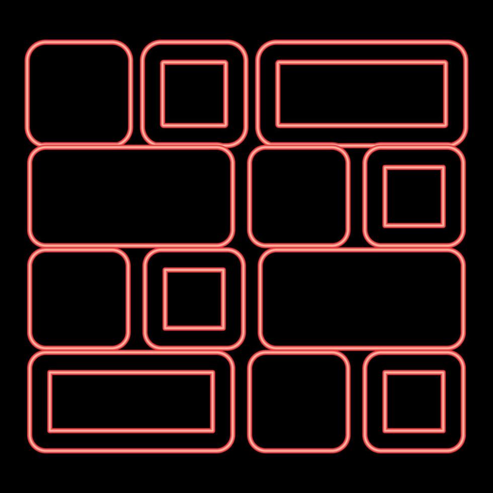 Neon tile red color vector illustration flat style image