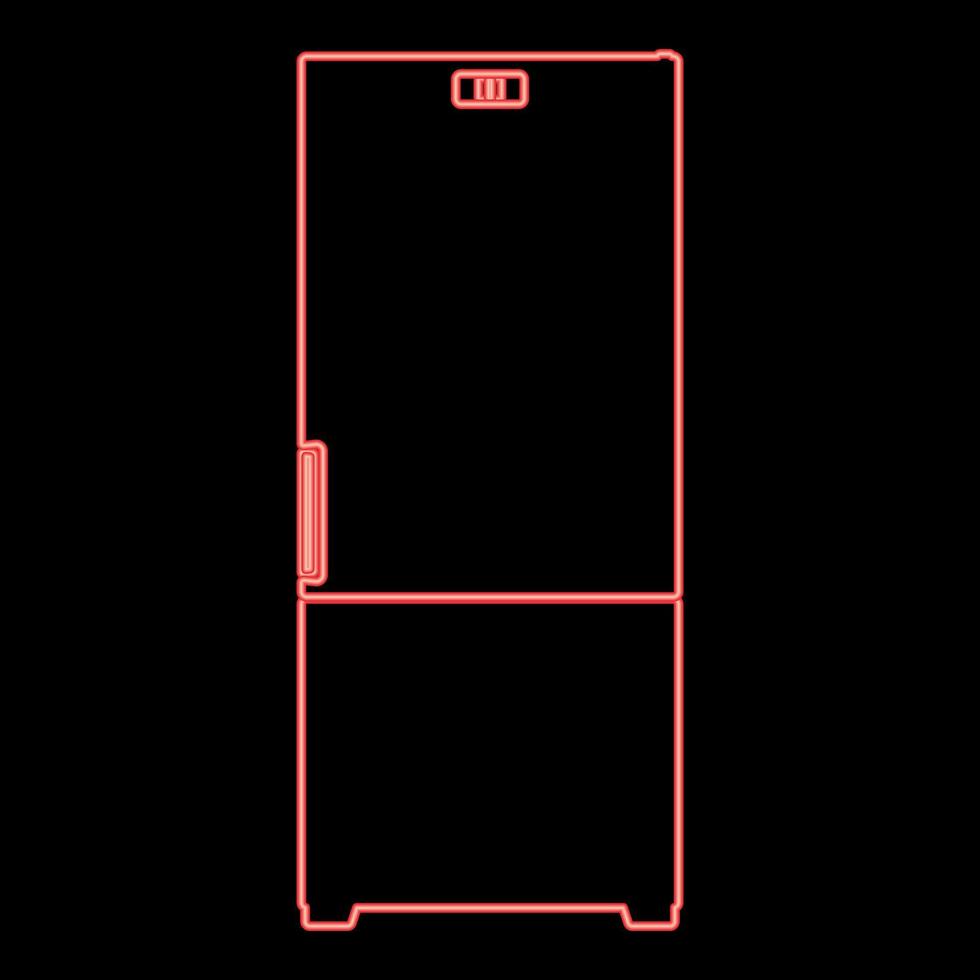 refrigerador de neón color rojo vector ilustración imagen de estilo plano