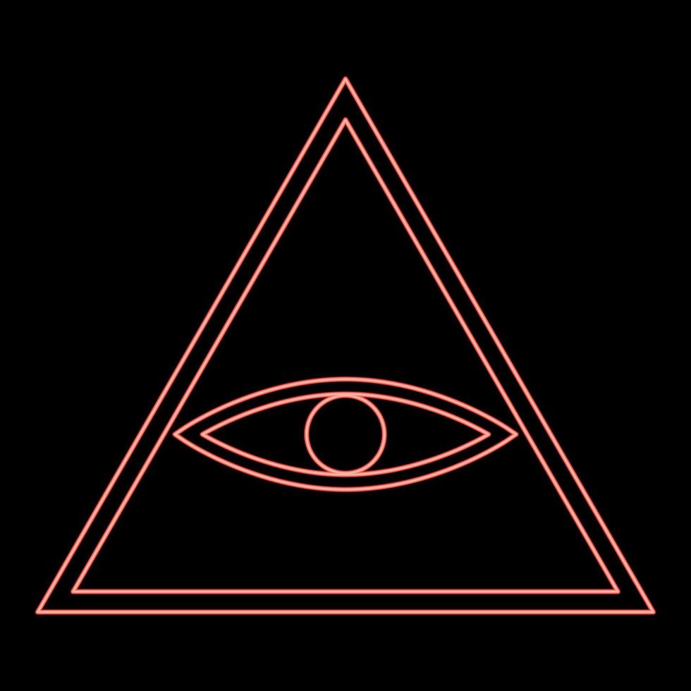Neon all seeing eye symbol red color vector illustration flat style image