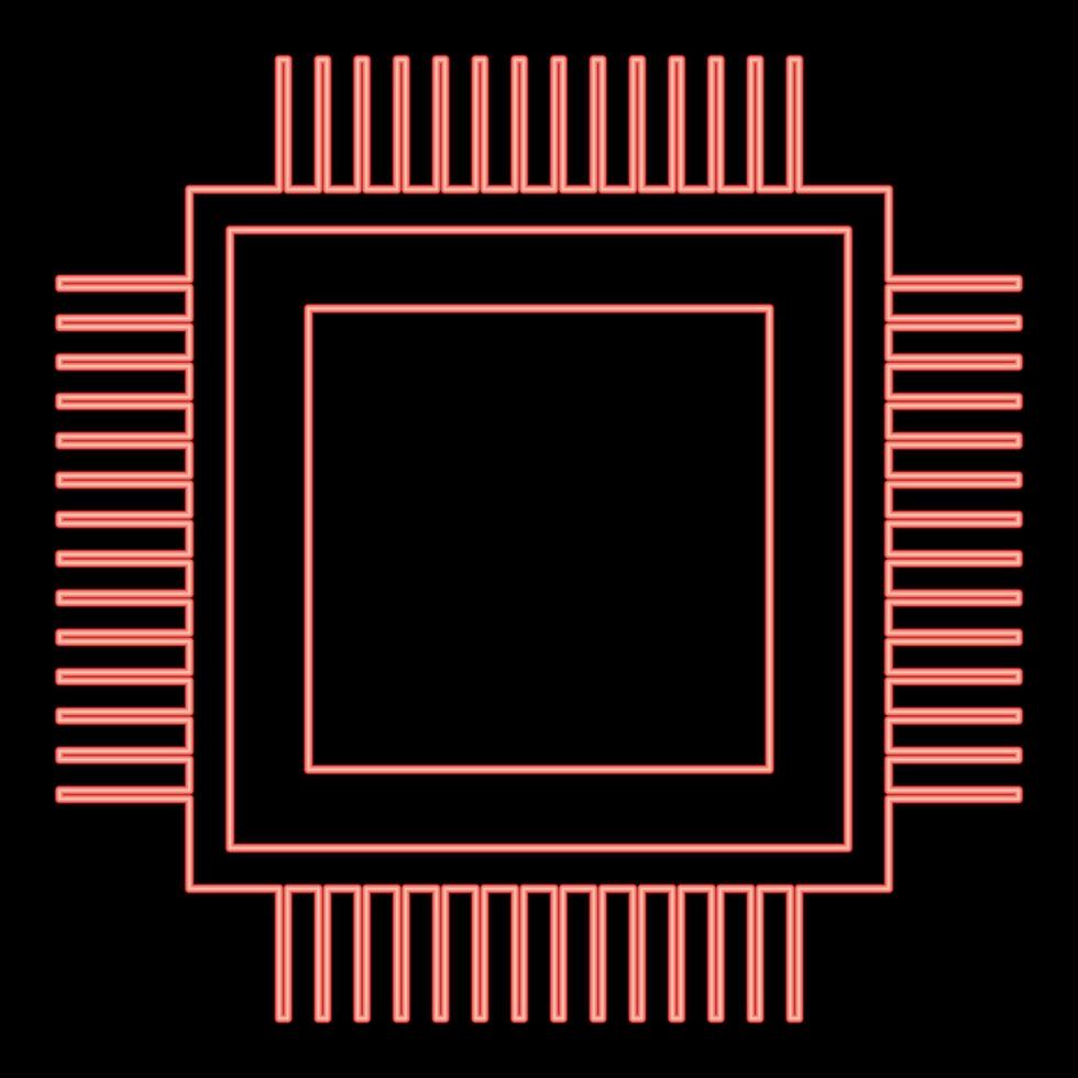 Neon processor red color vector illustration flat style image