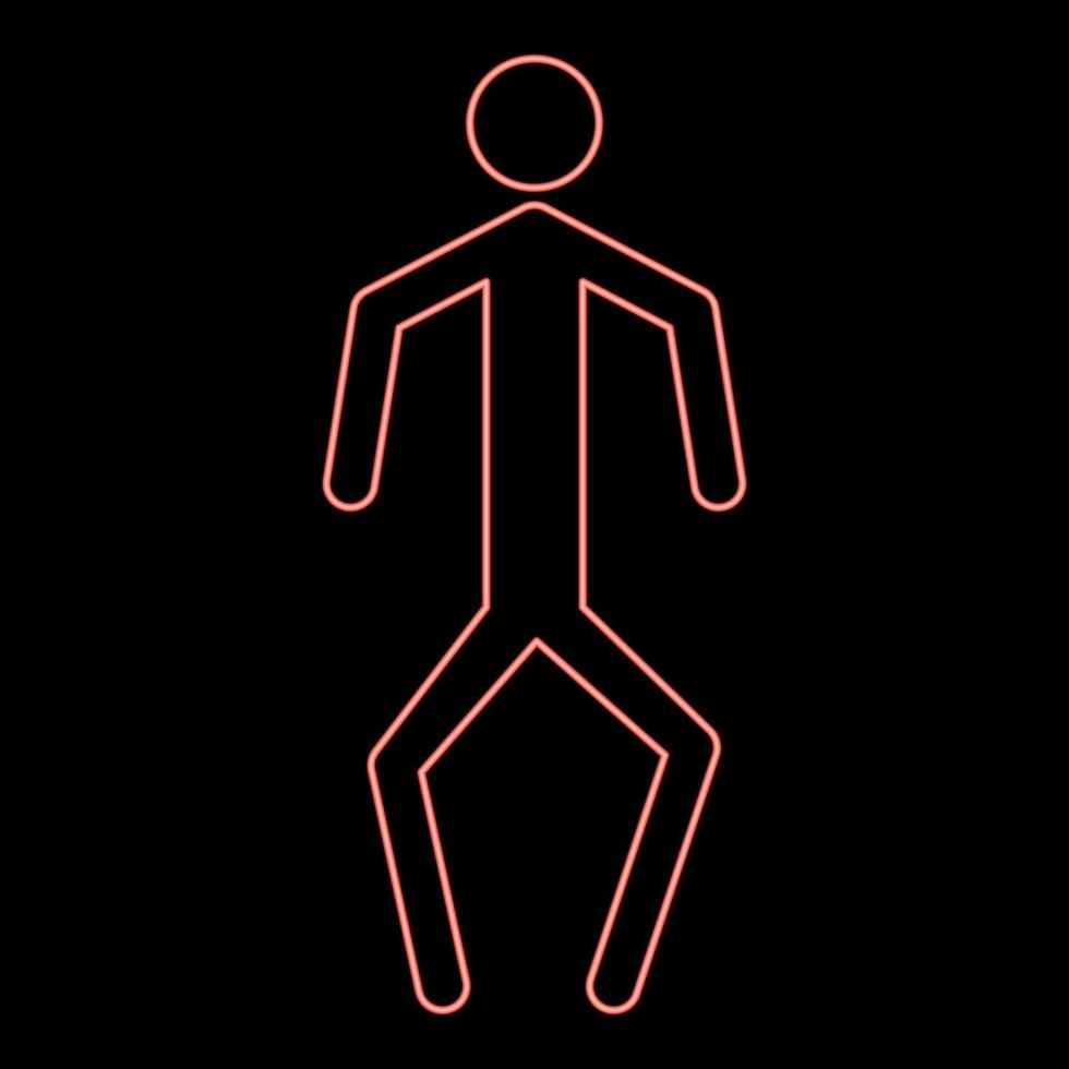 Neon a man with crooked legs red color vector illustration flat style image