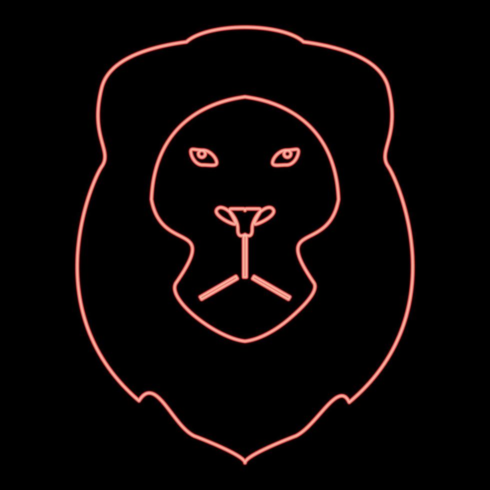 Neon lion head red color vector illustration flat style image