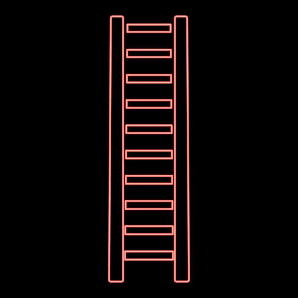 Neon wooden step ladder red color vector illustration flat style image