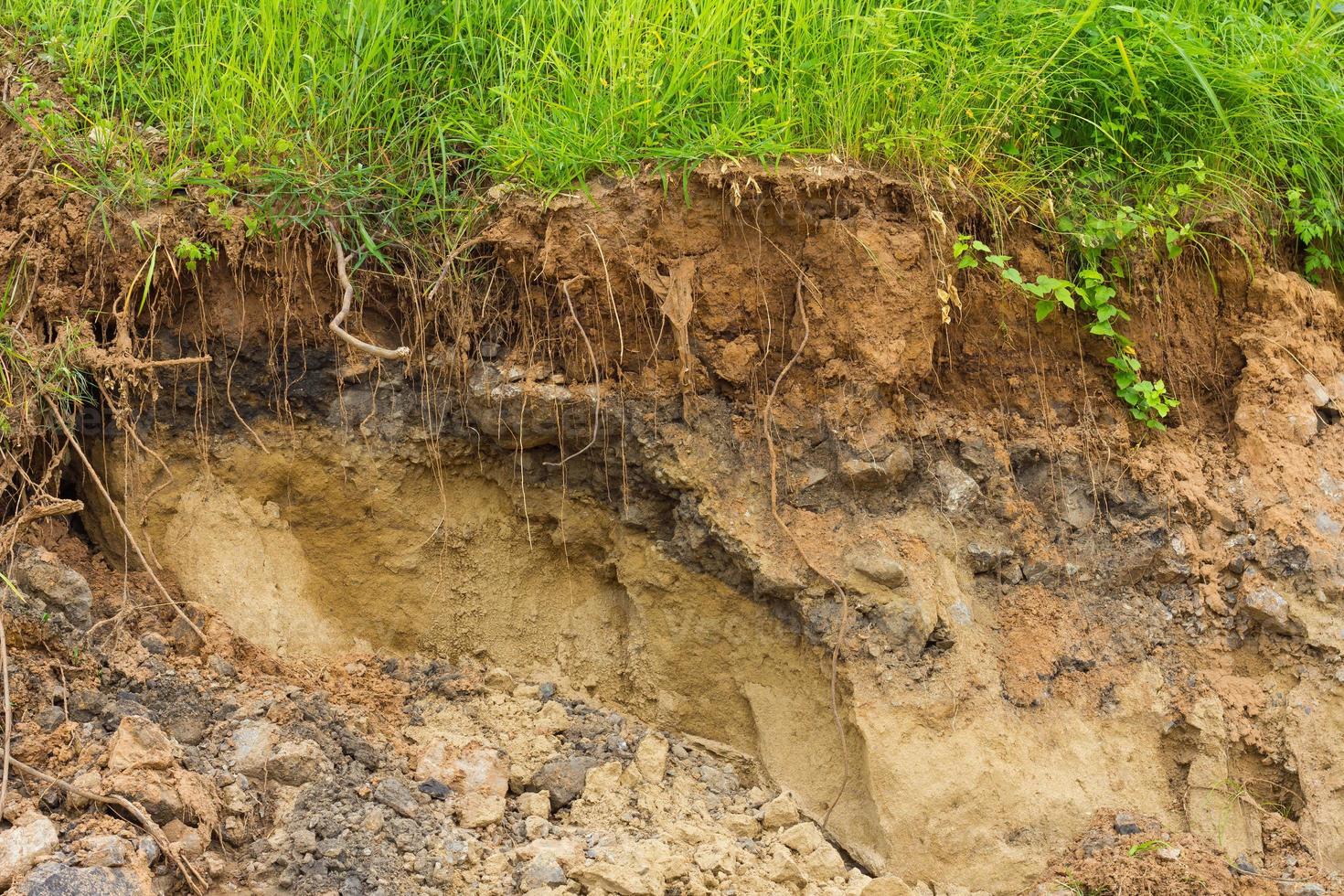 acantilados, hierba de erosión del suelo rocoso foto