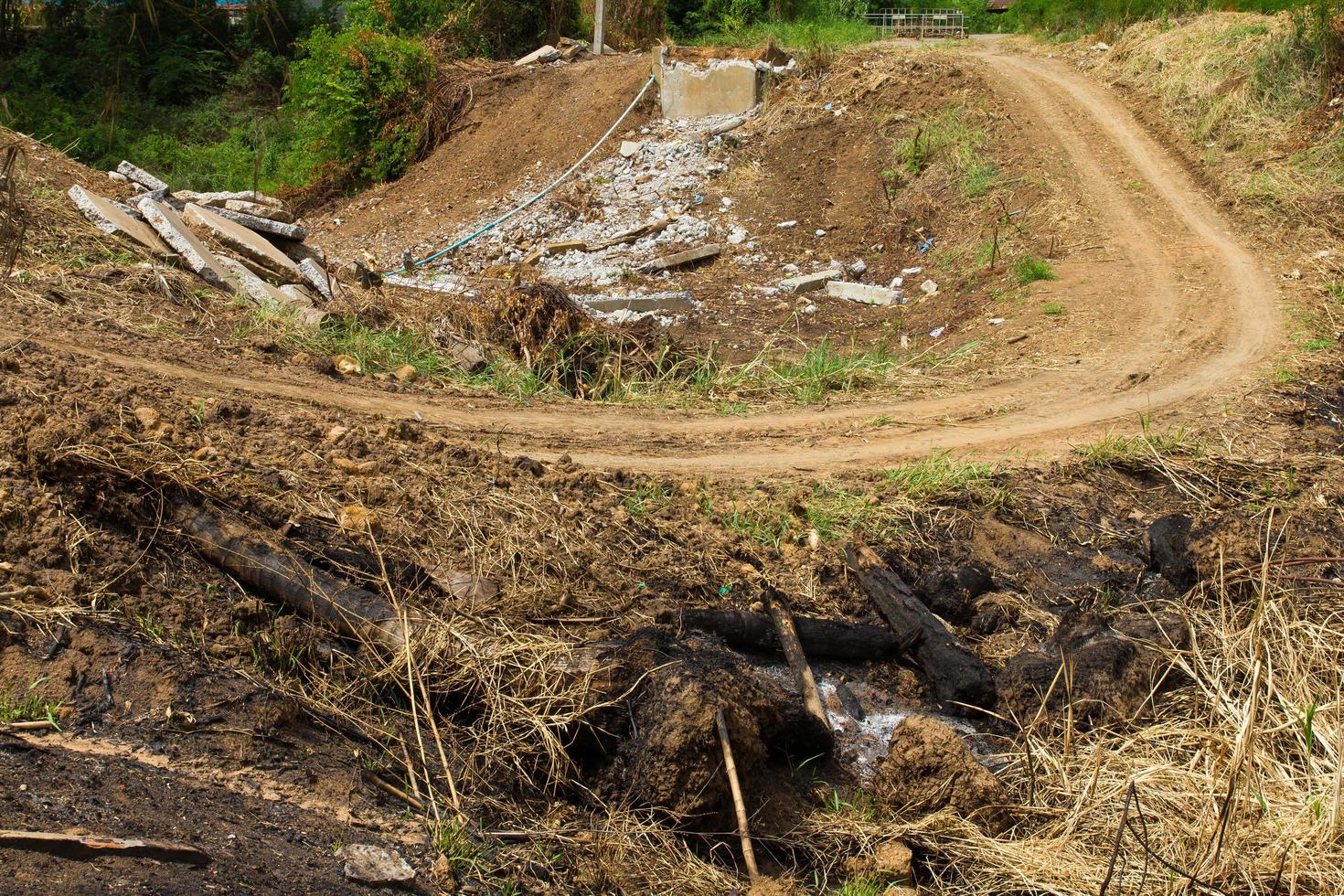 Rural dirt road ditch photo