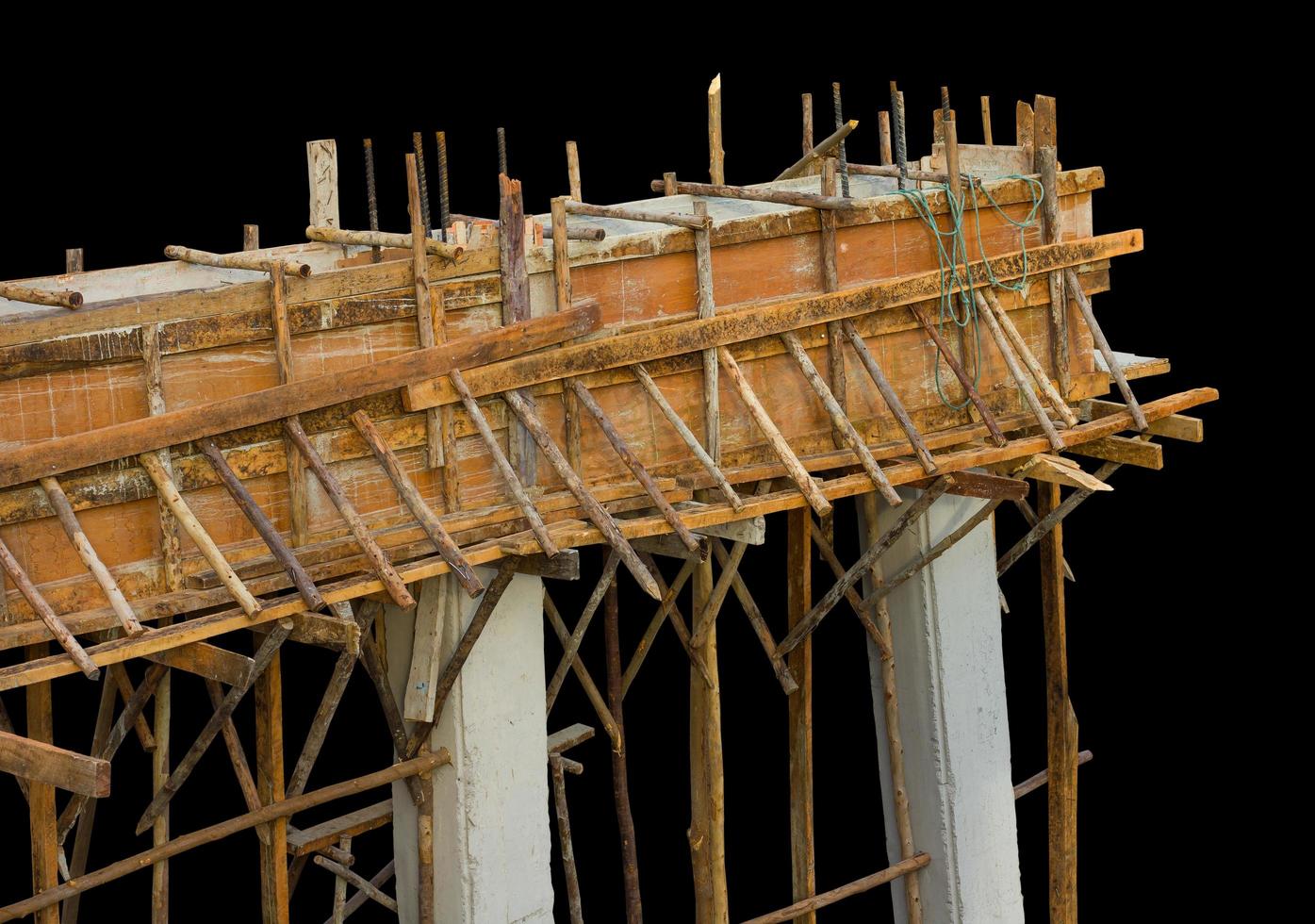 Wood concrete bridge beams. photo