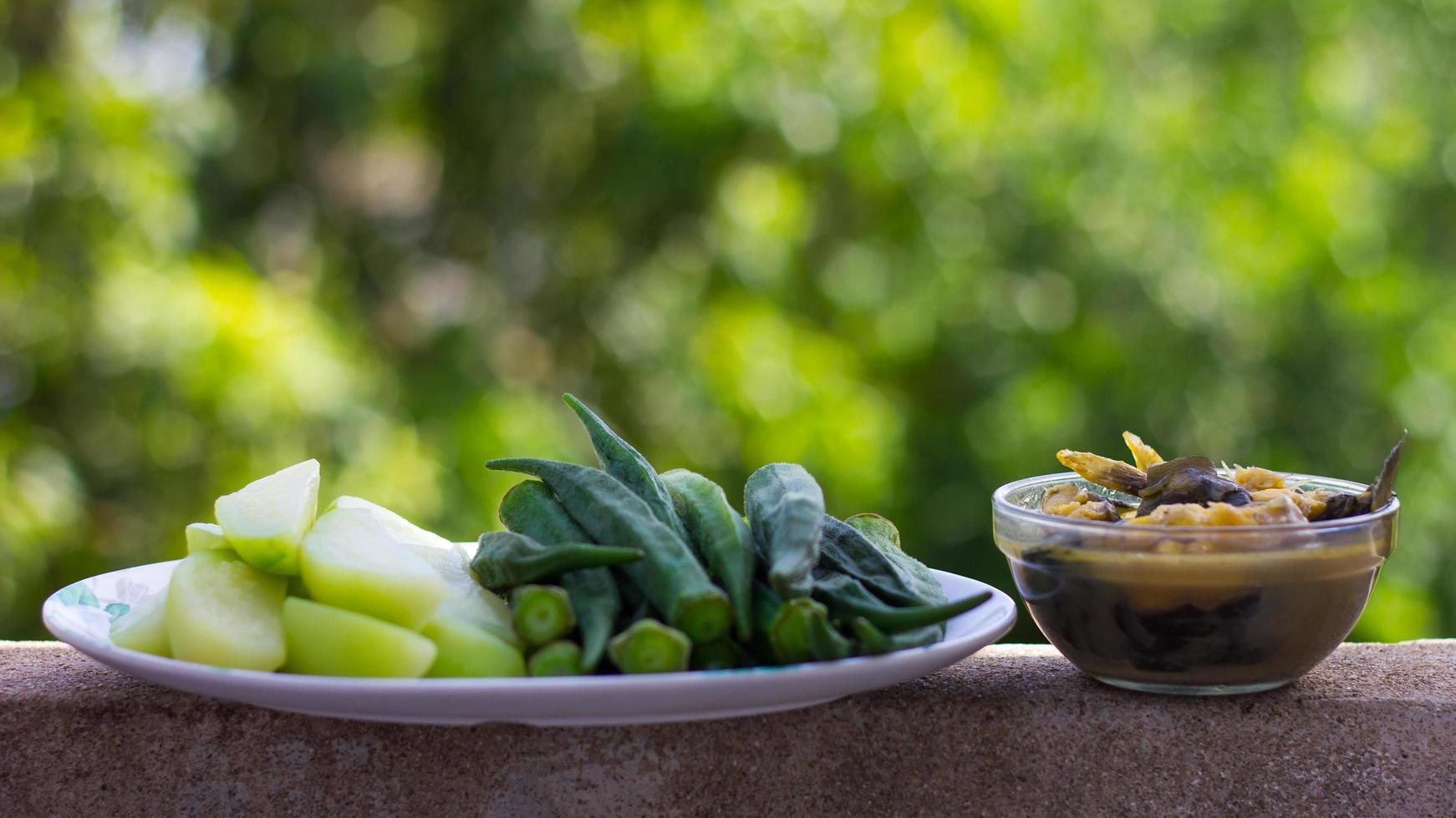 Pickled fish with boiled okra 7427329 Stock Photo at Vecteezy