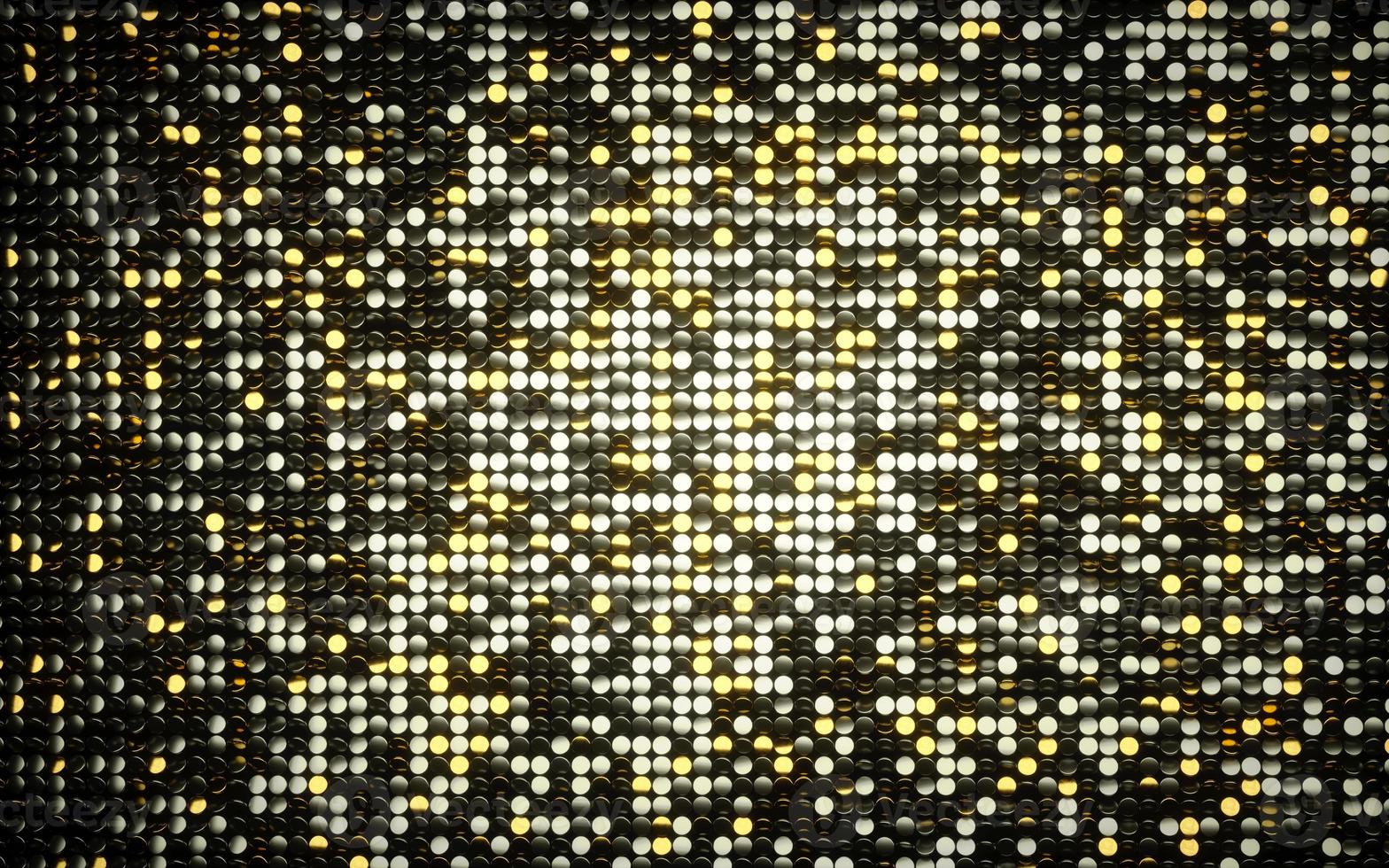 Gold coins shiny mosaic background. Black background with gold lights background. Silver and gold. 3D. Premium quality image. photo