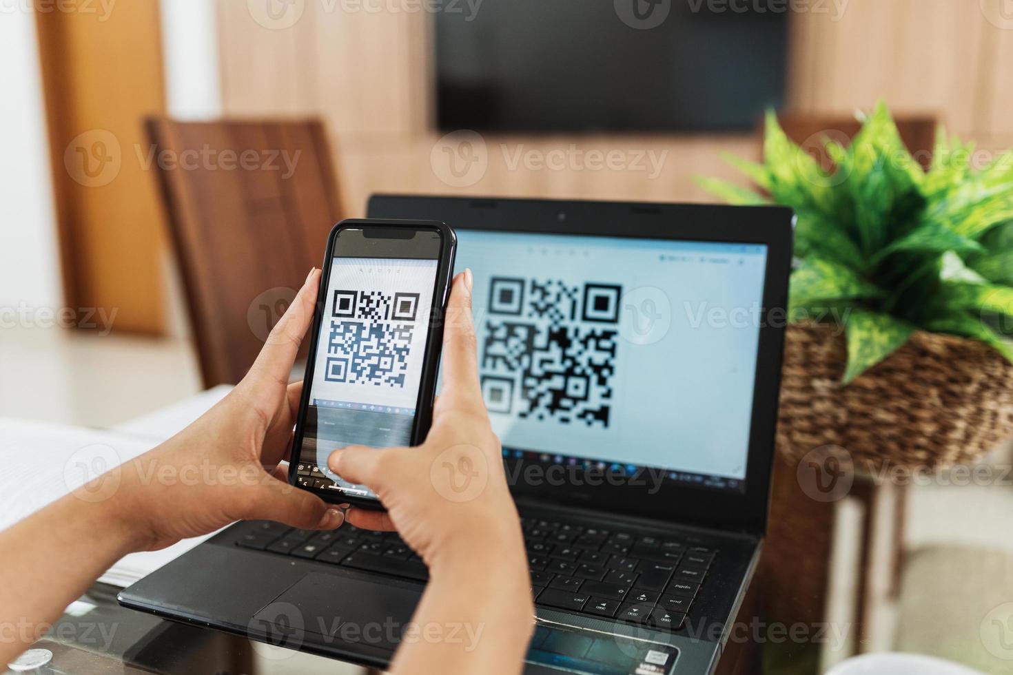 New form of payment of bills and bills in Brazil. Woman holding cell phone with pix app with QR Code, x close-up of the screen. photo