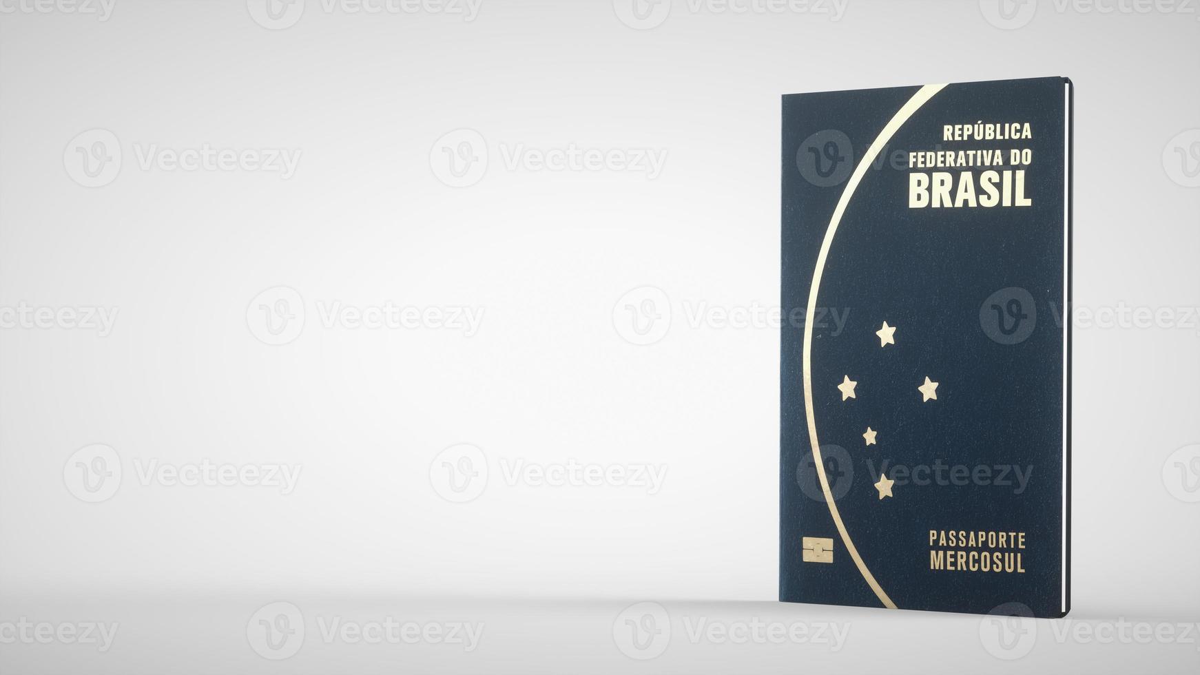 Brazilian passport on white background. Important document for trips abroad. 3D Rendering. photo