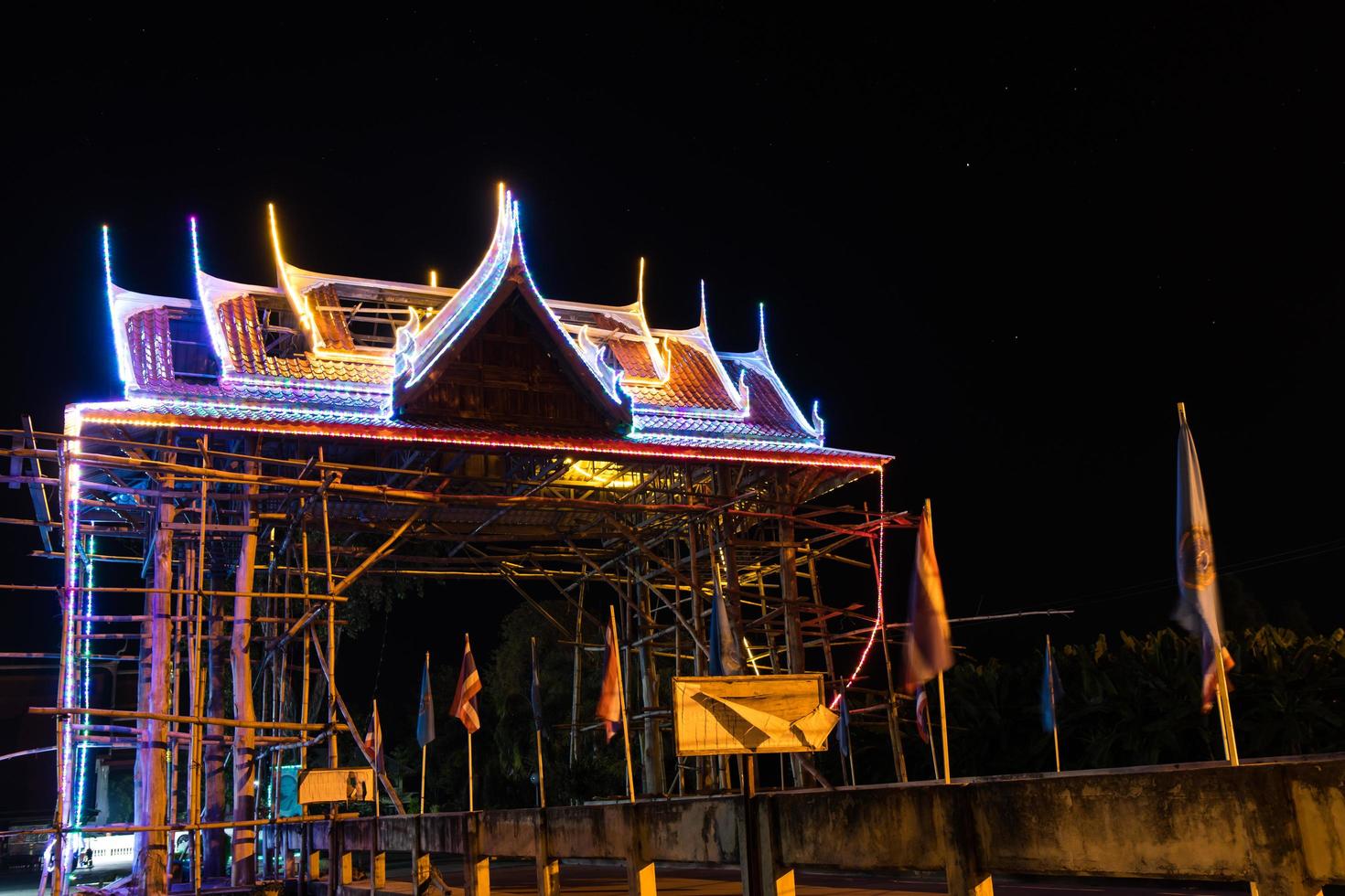 Thai style arch at night. photo