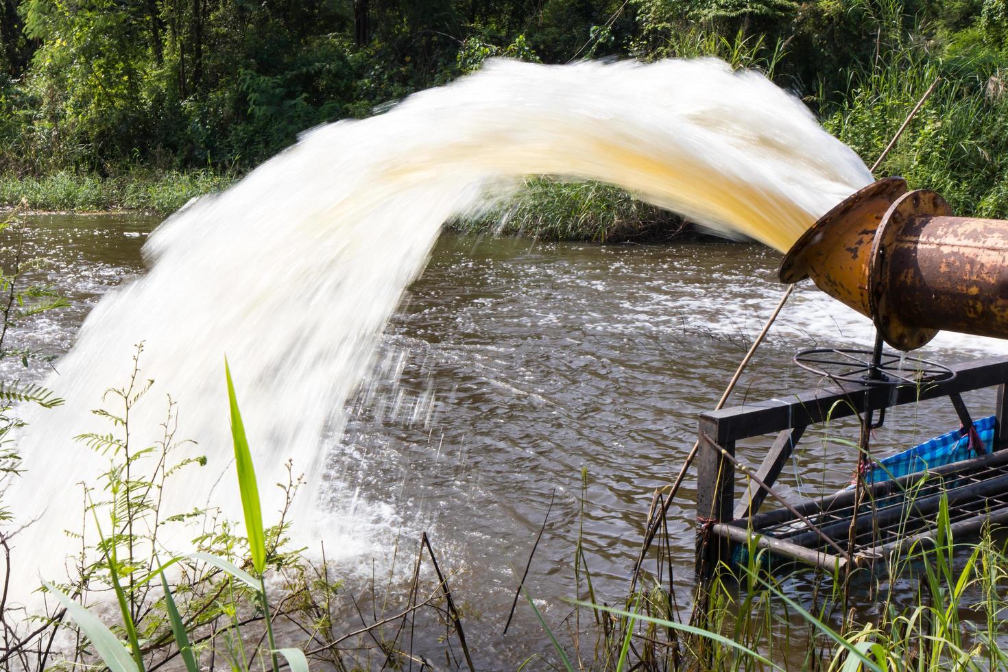 Water flowing from pipe. photo