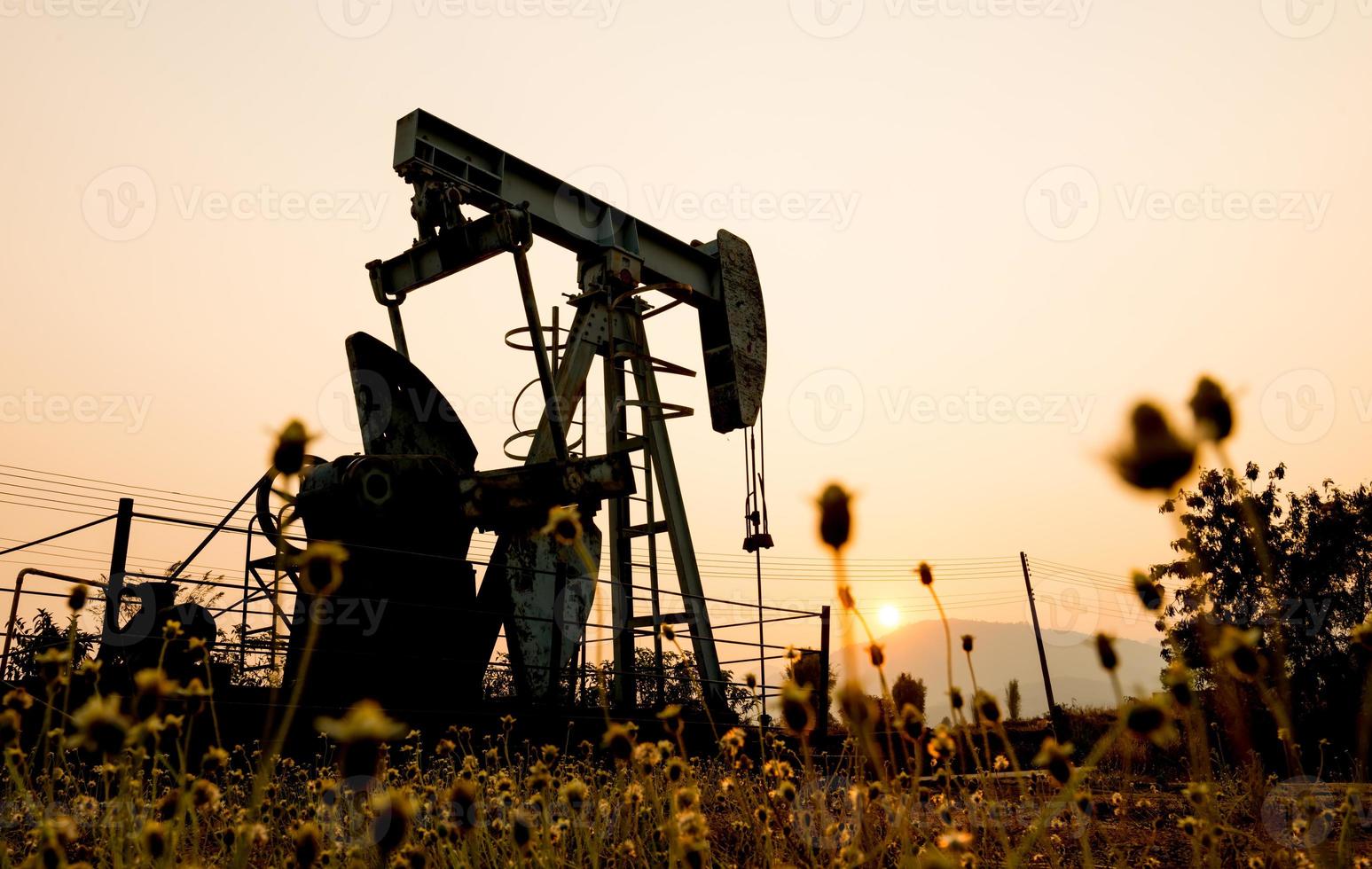 pumpjack at an oil drilling site photo