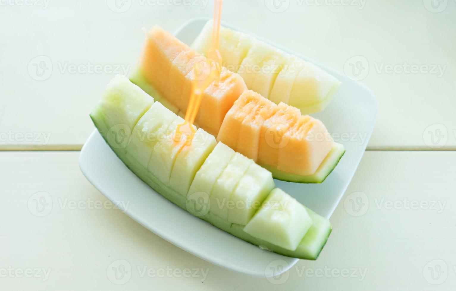 Juicy slice cantaloupe melon photo