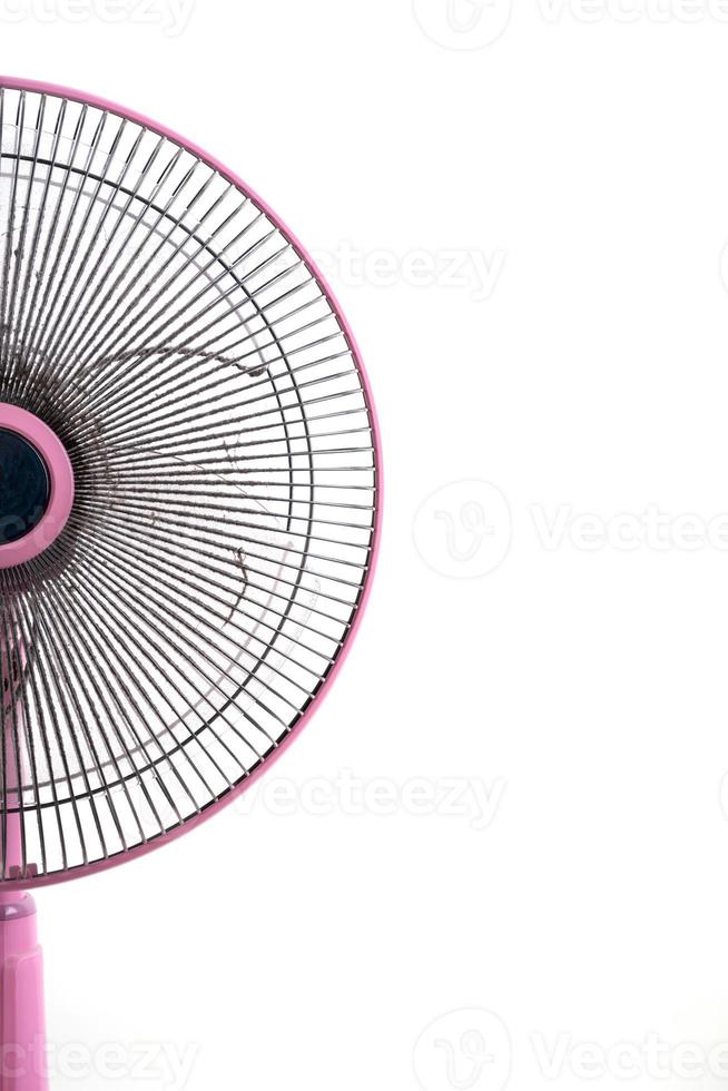 dirty electric fan on white background photo