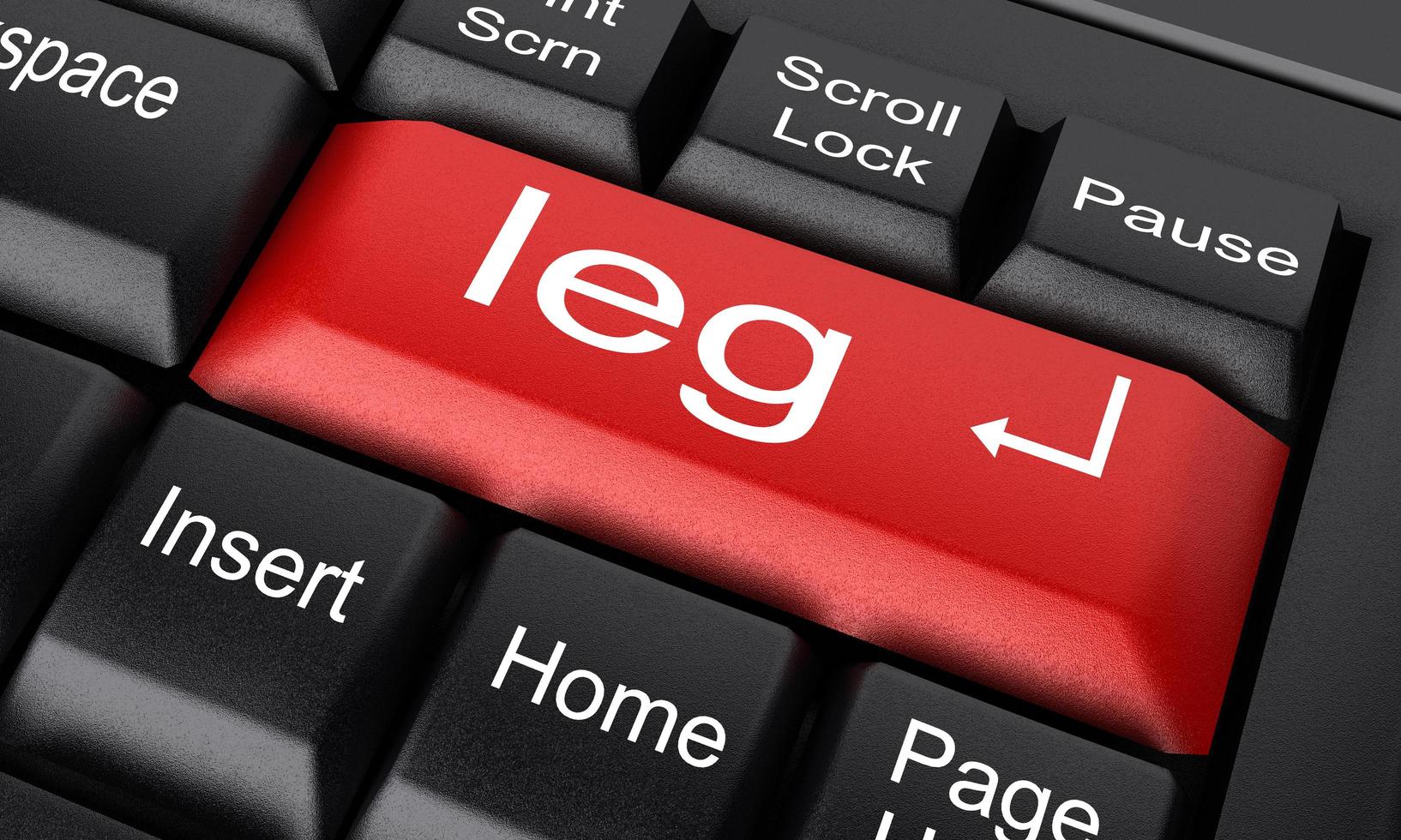 leg word on red keyboard button photo