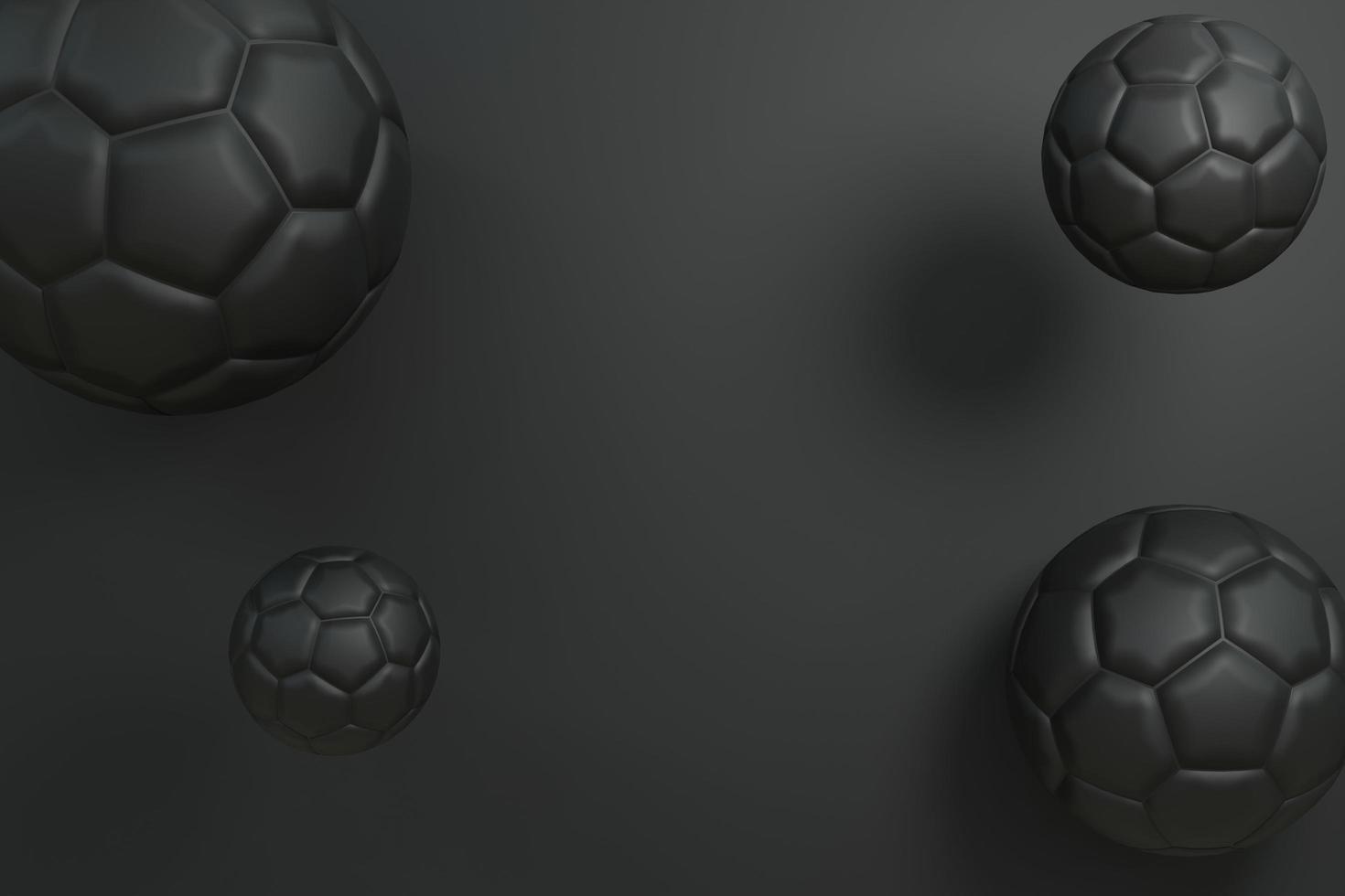 Dark color soccer or football balls in the midair 3D render illustration photo