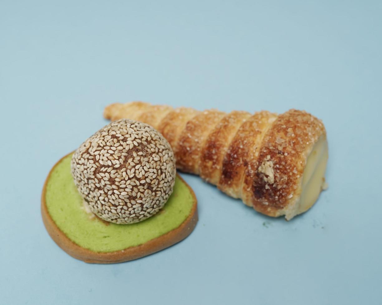 Several kinds of colorful traditional market snacks and various flavors, the background for the design template. Typical Indonesian snacks that many people like. Usually served when a guest arrives. photo