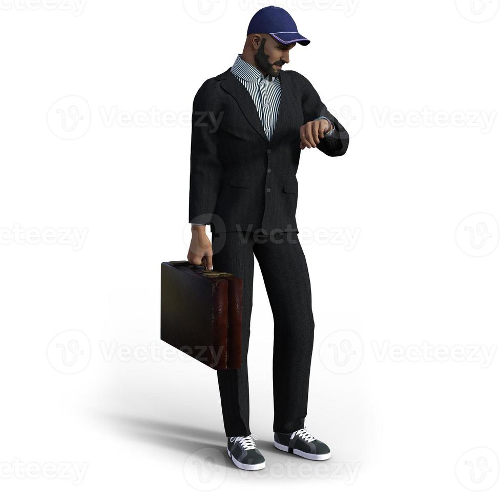 hombre de negocios serio con ropa informal en ilustración 3d foto