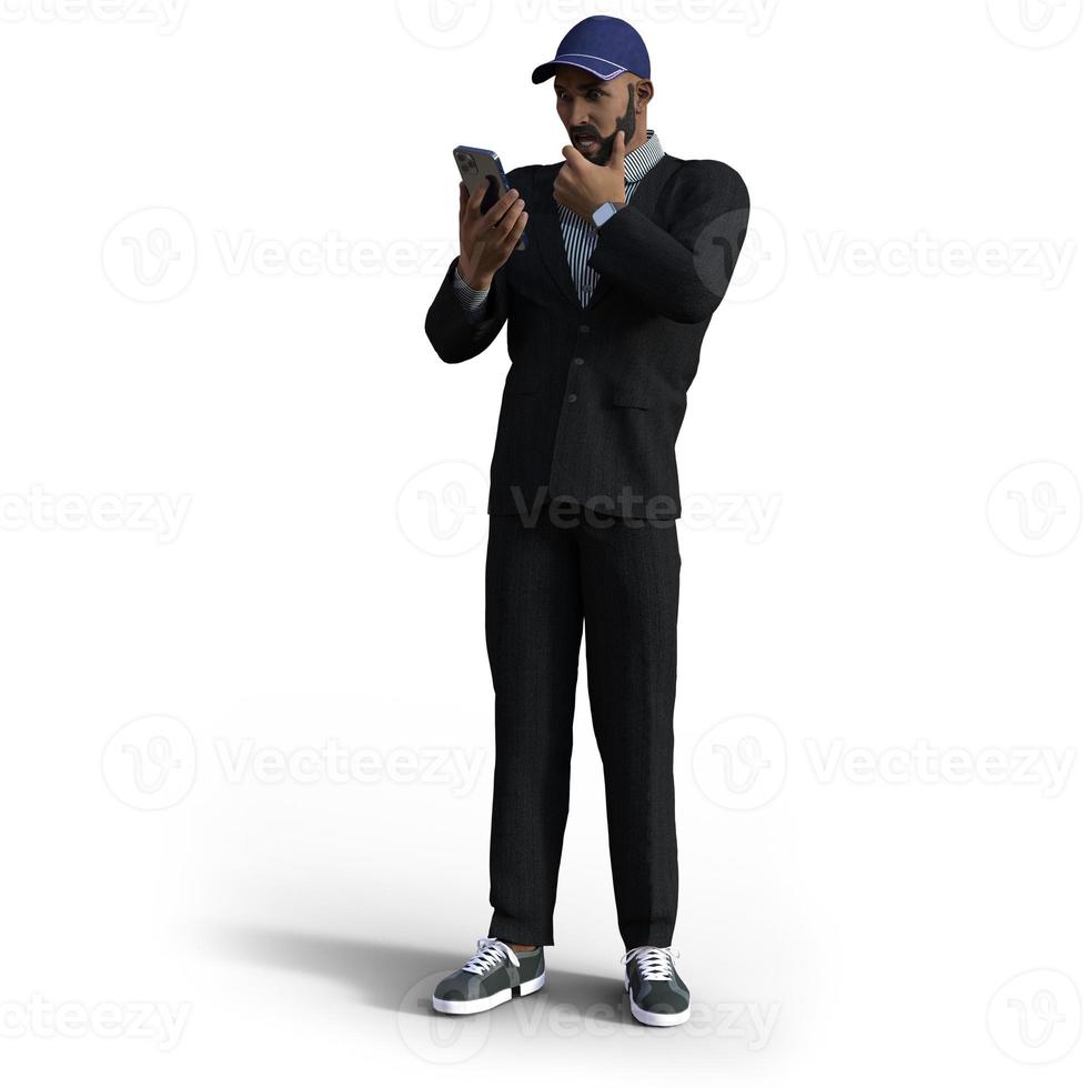 Serious business man in casual clothes in 3D illustration photo