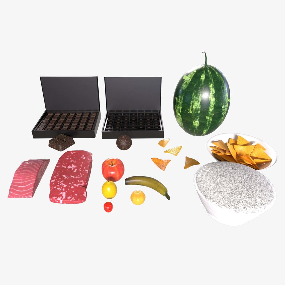 conjunto de alimentos vegetales y otros en blanco foto