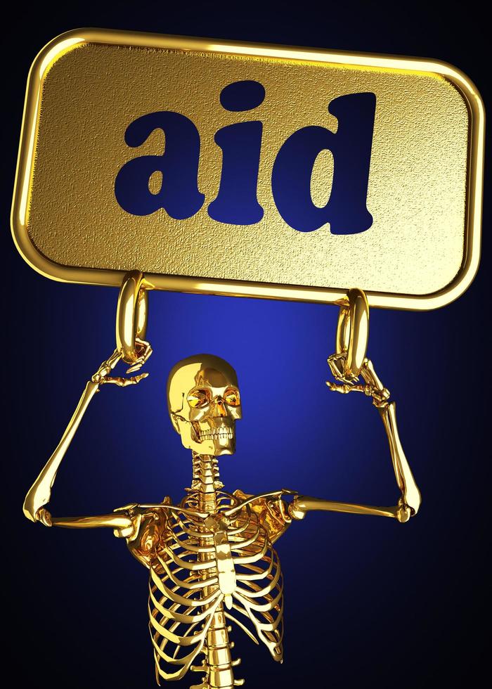 aid word and golden skeleton photo