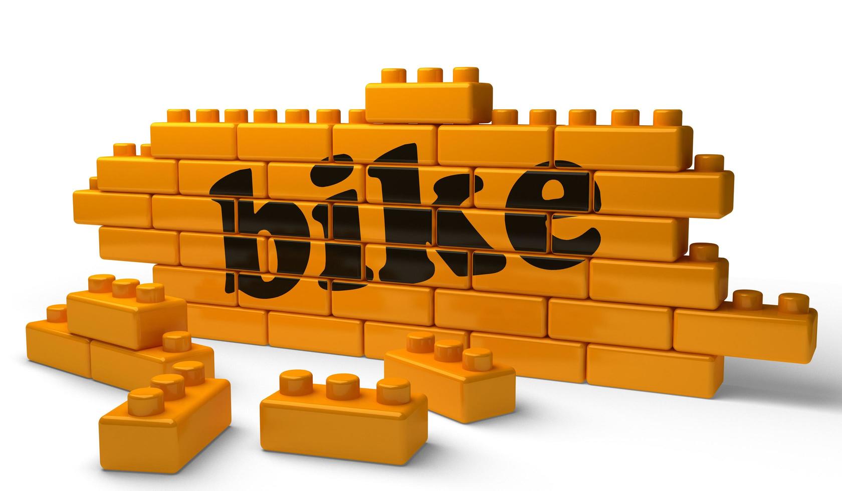 bike word on yellow brick wall photo