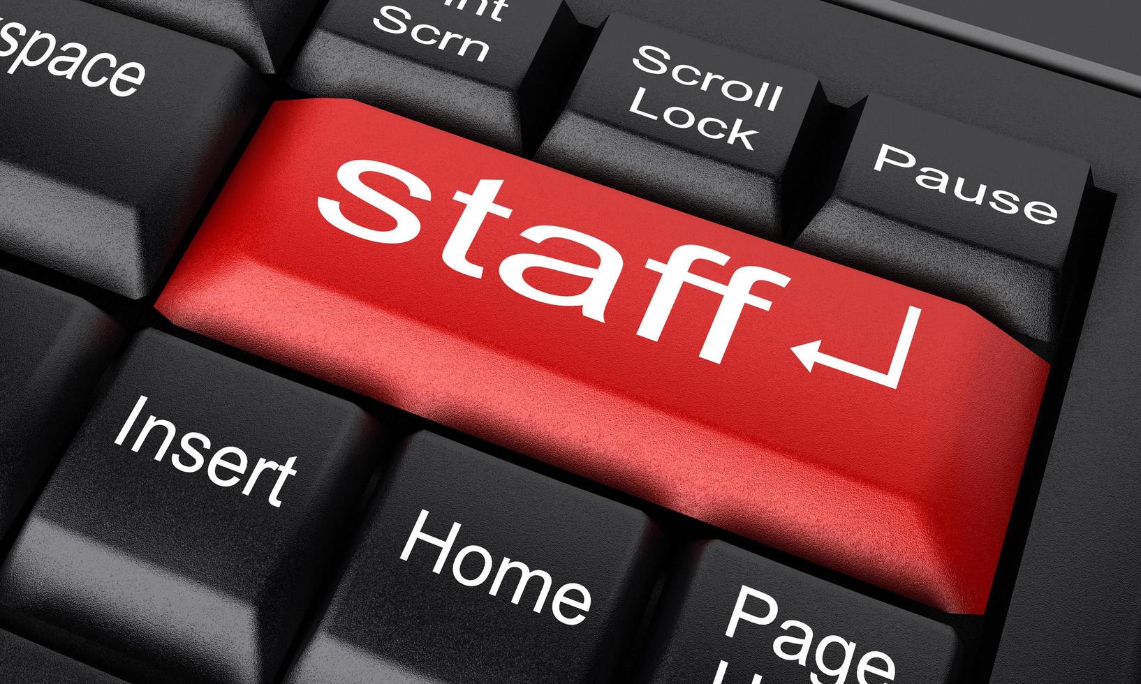 staff word on red keyboard button photo