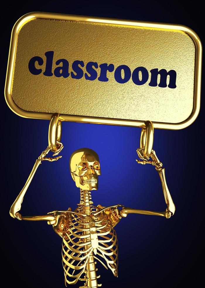 classroom word and golden skeleton photo