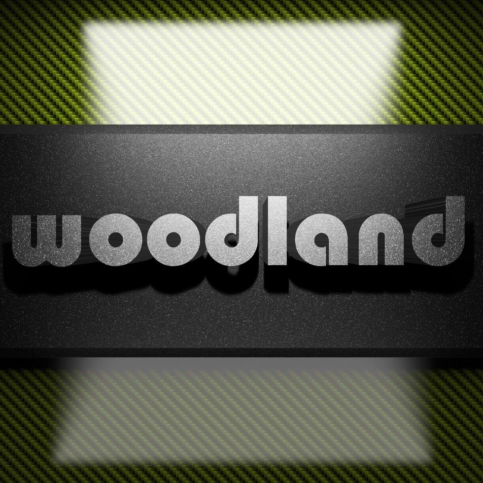 woodland word of iron on carbon photo