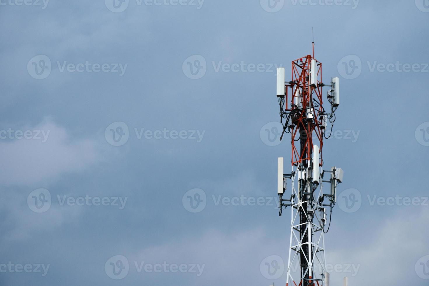 Telecommunication tower of 4G and 5G cellular. Antenna transmission communication. Cell phone signal base station. photo