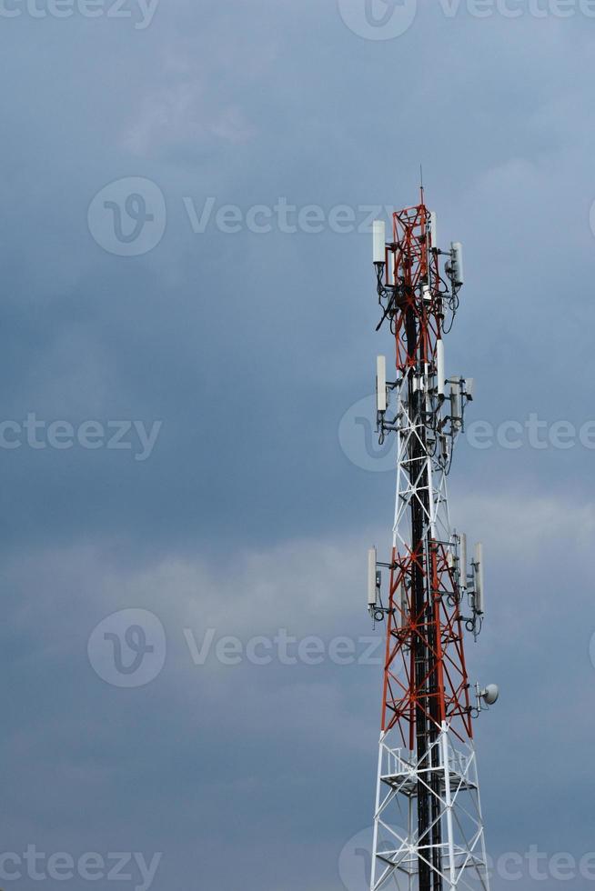 Telecommunication tower of 4G and 5G cellular. Antenna transmission communication. Cell phone signal base station. photo