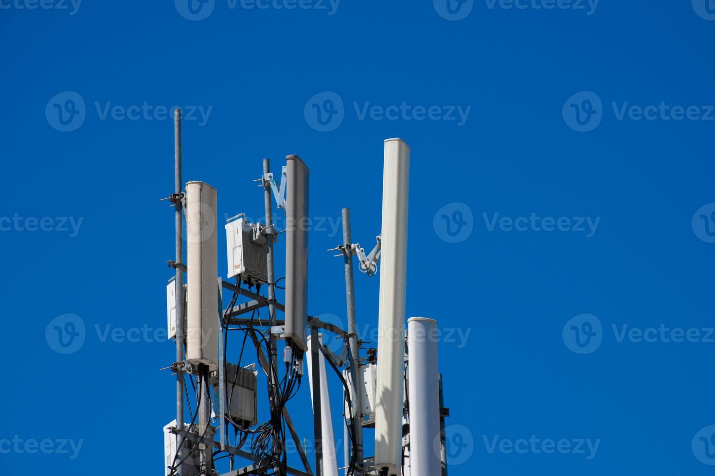 Telecommunication tower of 4G and 5G cellular. Antenna transmission communication. Cell phone signal base station. photo