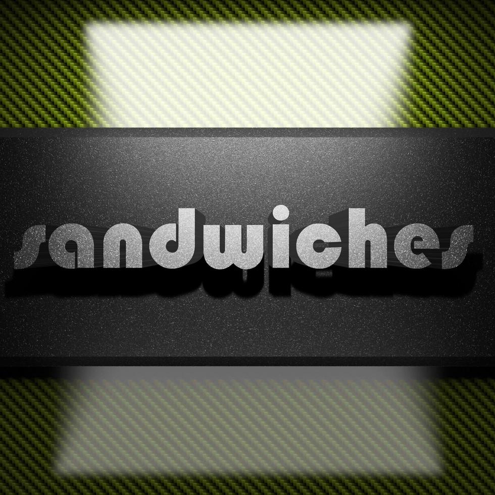 sándwiches palabra de hierro sobre carbón foto