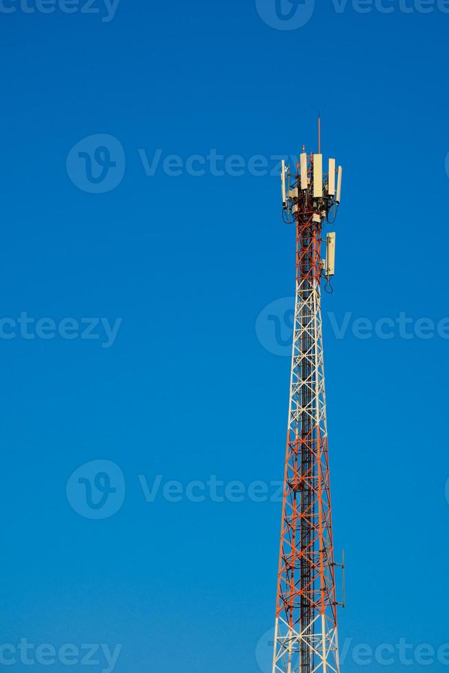 Telecommunication tower of 4G and 5G cellular. Antenna transmission communication. Cell phone signal base station. photo