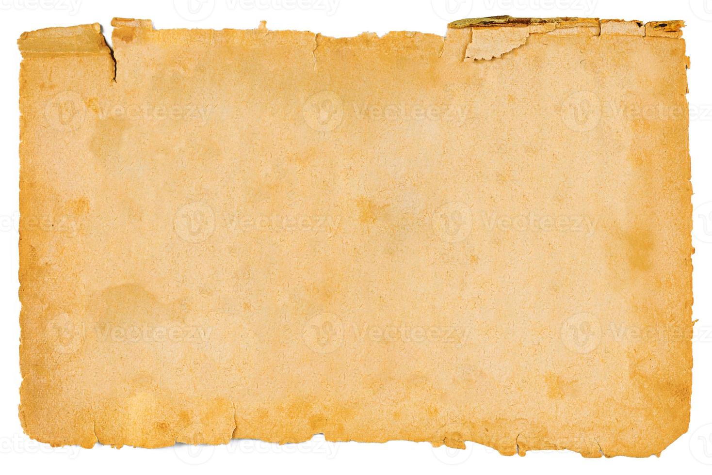 Old paper isolated on white background. Top view. photo