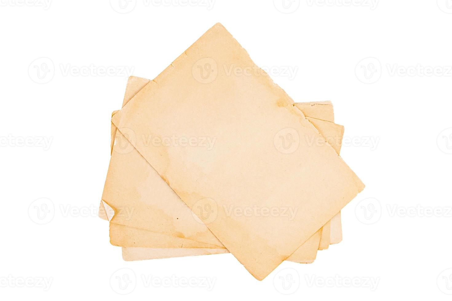 Old paper isolated on white background. Top view. photo