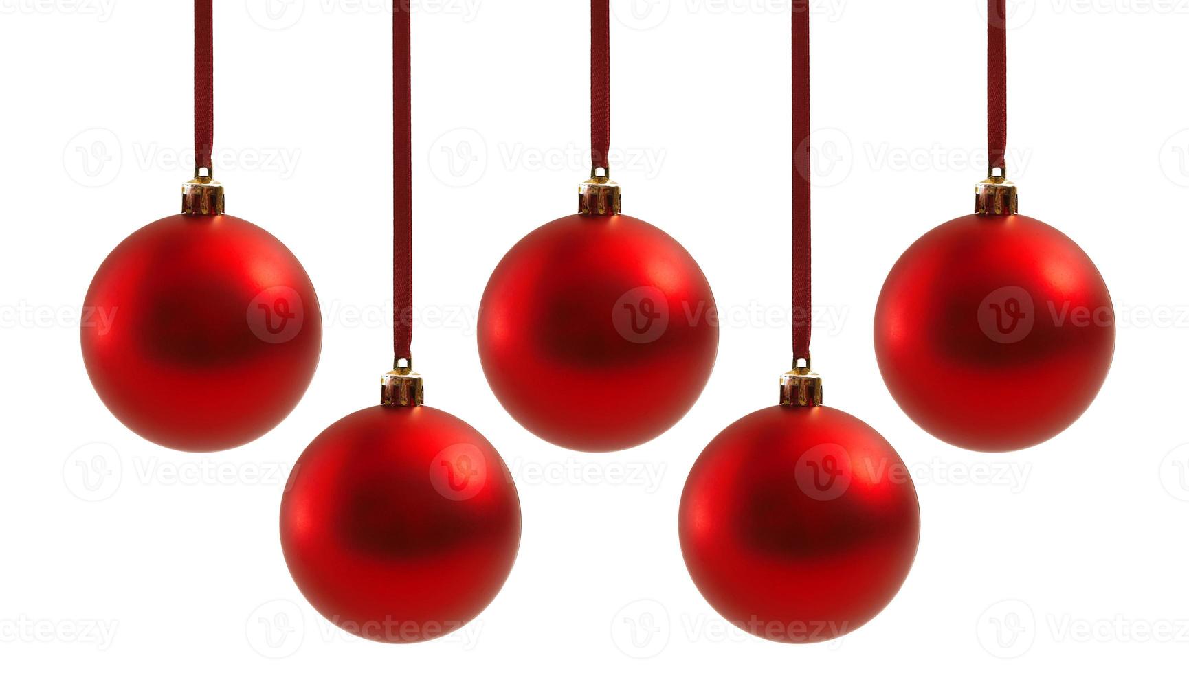 Red Christmas balls isolated on white background New Year photo