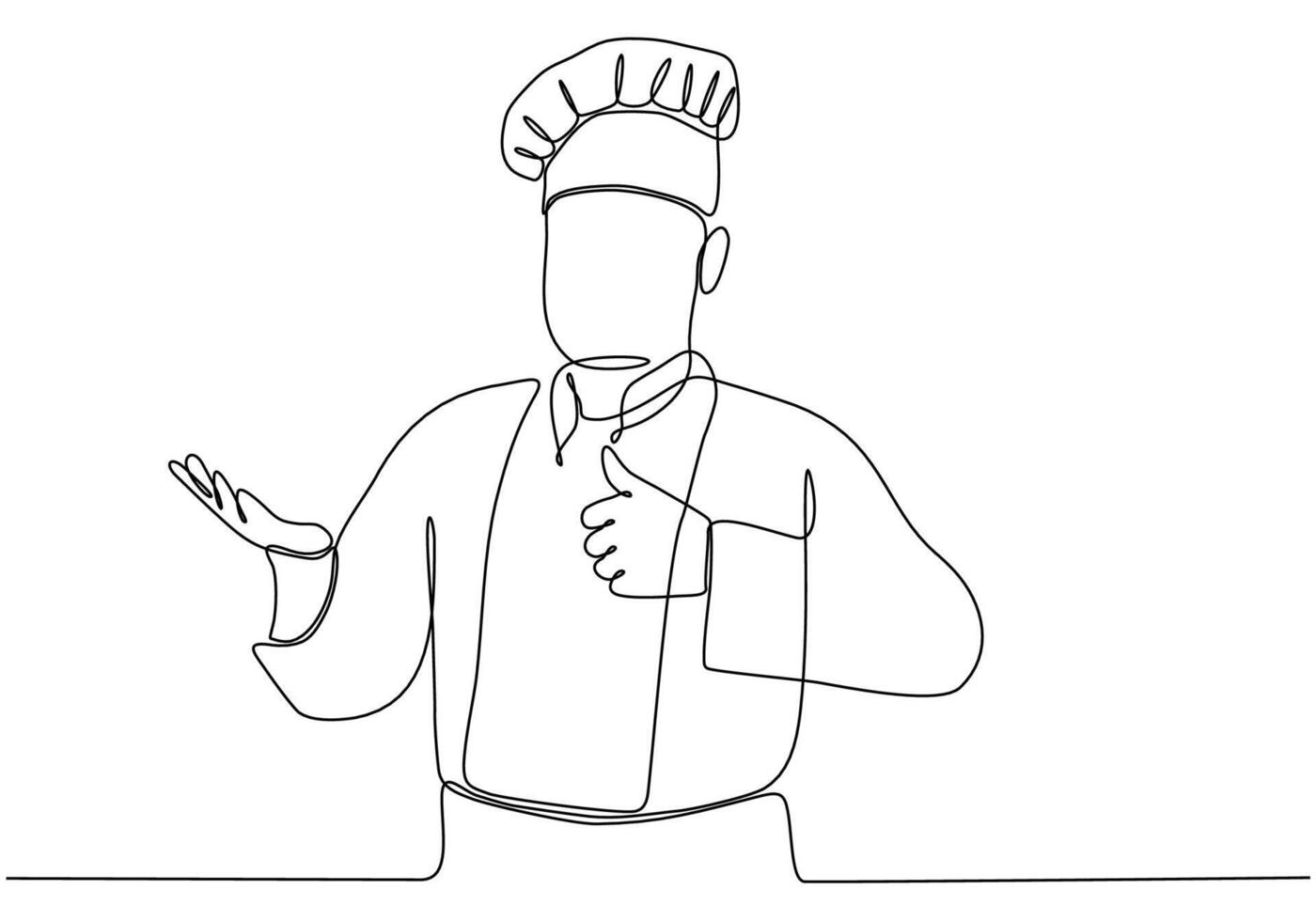 One continuous line drawing of a young male chef. Great food taste in hotel restaurant concept single line drawing graphic design vector illustration