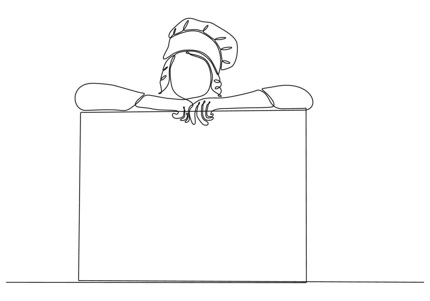 One continuous line drawing of young beautiful female chef. Great food taste in hotel restaurant concept single line drawing graphic design vector illustration