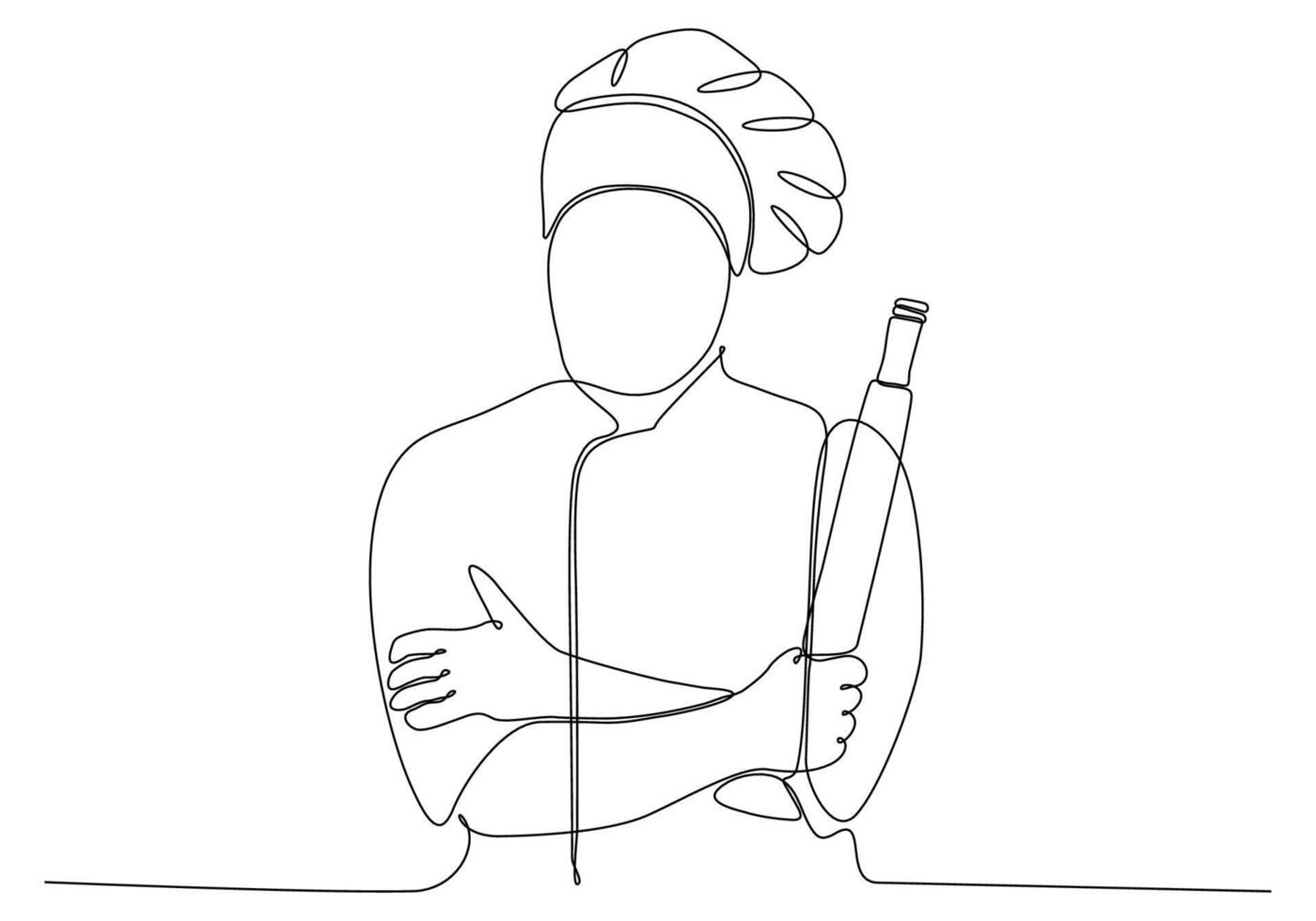 One continuous line drawing of a young male chef. Great food taste in hotel restaurant concept single line drawing graphic design vector illustration