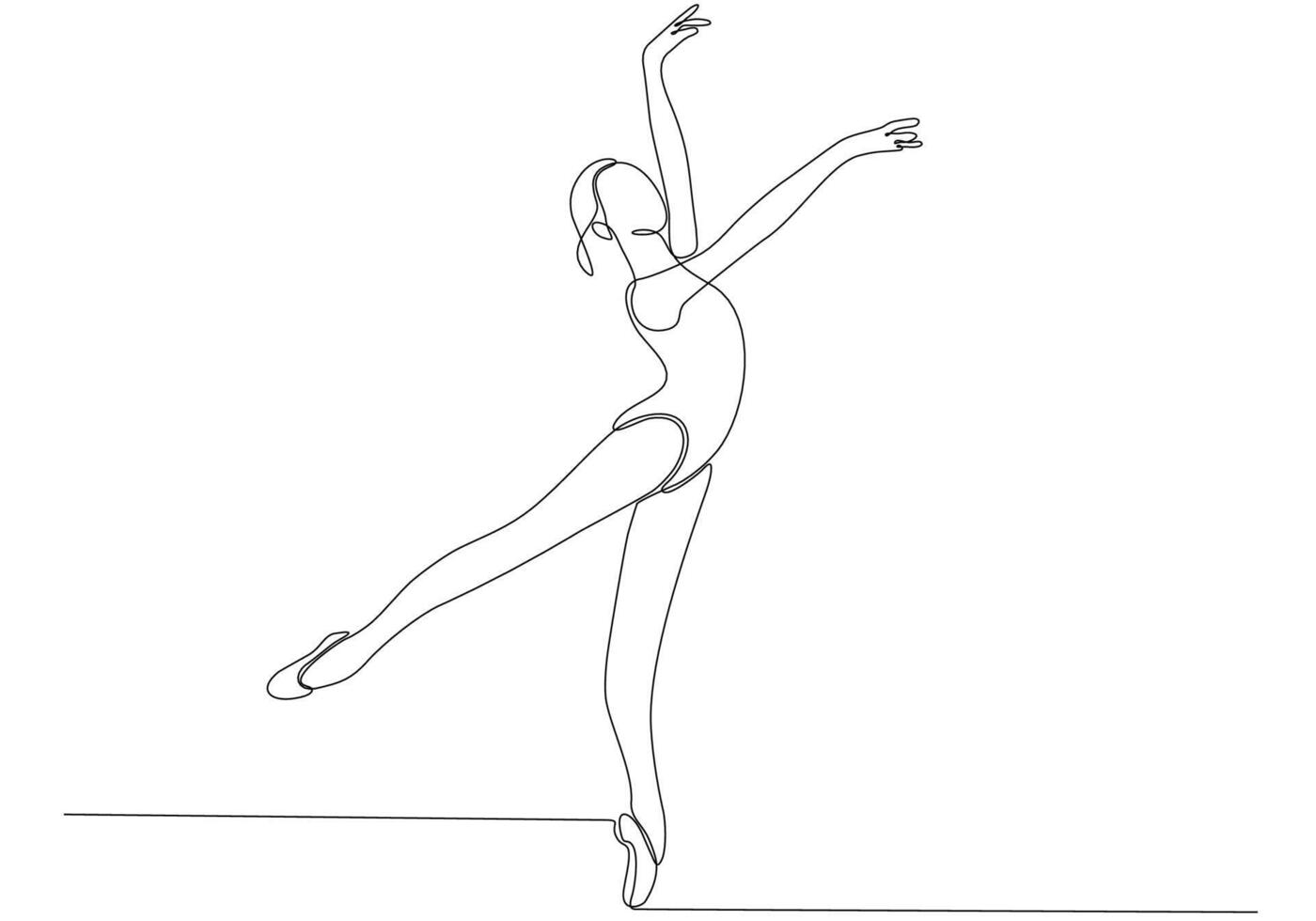 Continuous line drawing. Illustration showing a ballerina in motion. Art. Ballet. Vector illustration